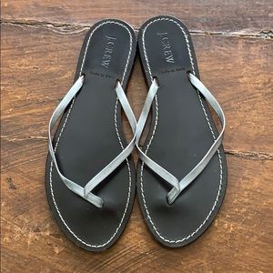 J.Crew Silver Flip Flop Sandals